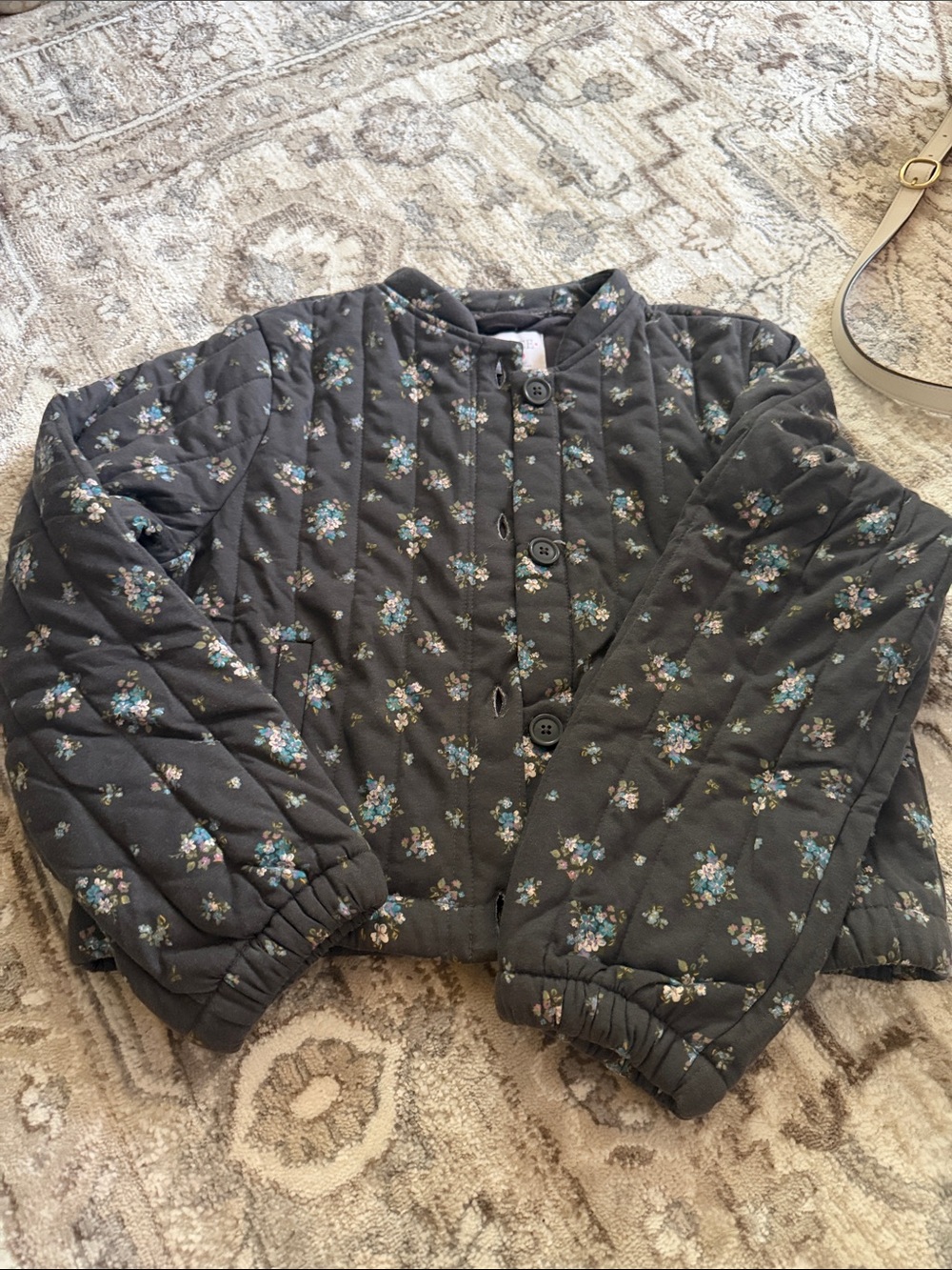 Quilted Floral Button-Front Jacket